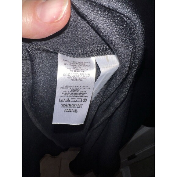 LOFT Black Dress Womens Sz 8 White Ruffle Collar Flowy Dark Romantic goth whimsy - Picture 6 of 10